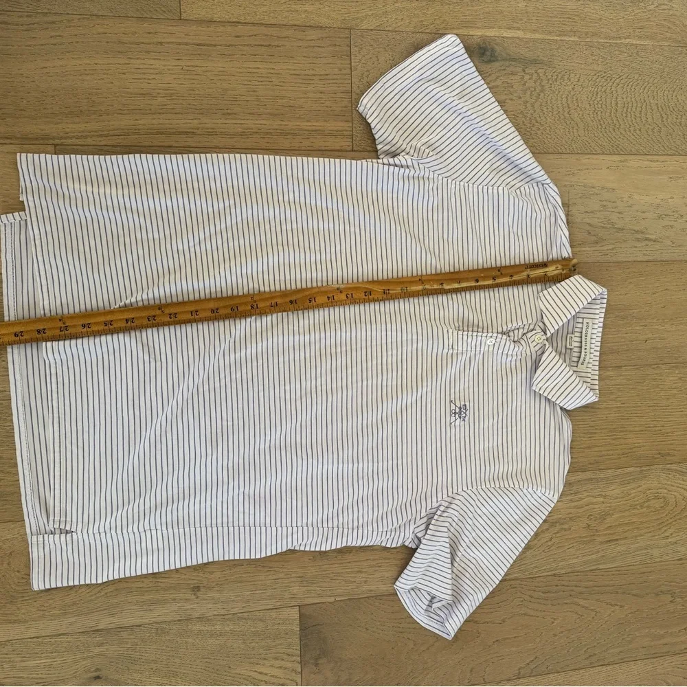 Holderness & Bourne Tailored Fit Mens Striped Polo White Purple BLUE MOUND LOGO